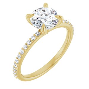 14K Yellow 7 mm Round Forever One™ Moissanite & 1/5 CTW Diamond Engagement Ring