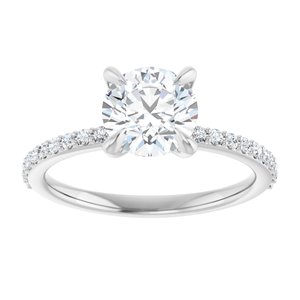 14K White 7 mm Round Forever Oneâ„¢ Moissanite & 1/5 CTW Diamond Engagement Ring 