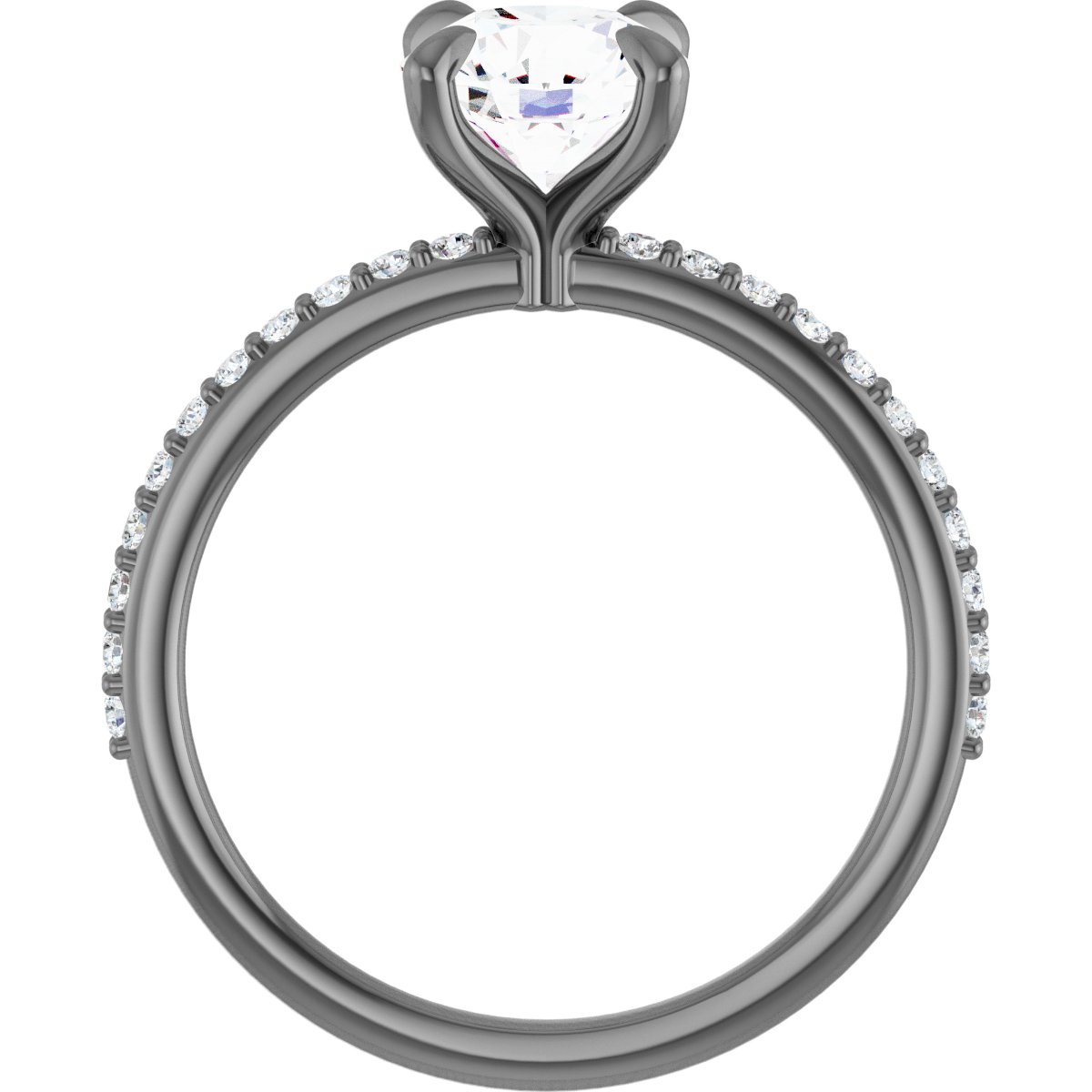 14K White 7 mm Round Forever One™ Moissanite & 1/5 CTW Diamond Engagement Ring
