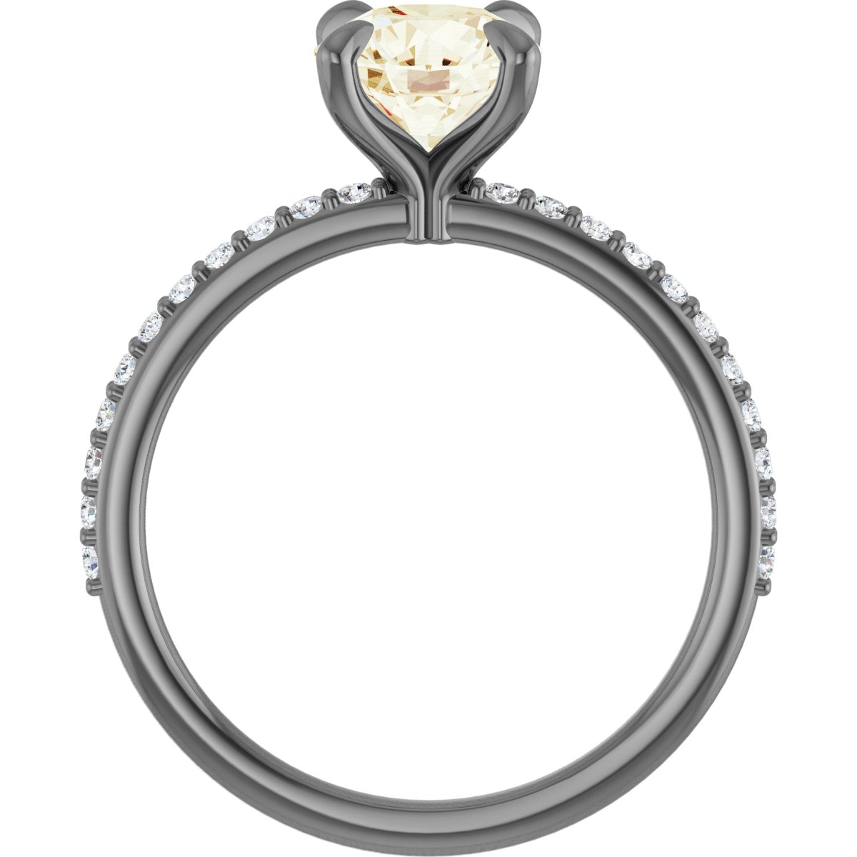 14K Yellow 7 mm Round Forever One™ Moissanite & 1/5 CTW Diamond Engagement Ring