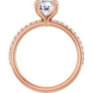 14K Rose 7 mm Round Forever One™ Moissanite & 1/5 CTW Diamond Engagement Ring