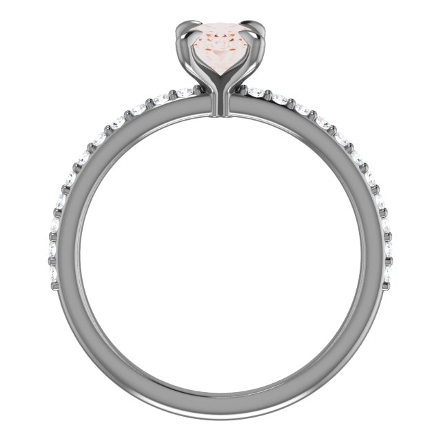 14K Rose 7x5 mm Oval Forever One™ Moissanite & 1/5 CTW Diamond Engagement Ring