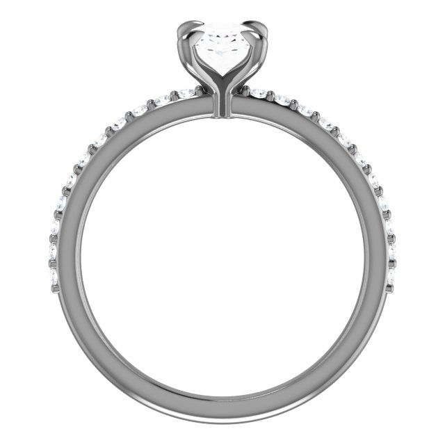 14K White 7x5 mm Oval Forever One™ Moissanite & 1/5 CTW Diamond Engagement Ring