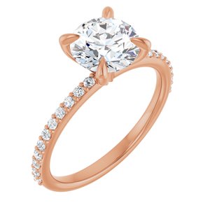 14K Rose 7.5 mm Round Forever One™ Moissanite & 1/5 CTW Diamond Engagement Ring
