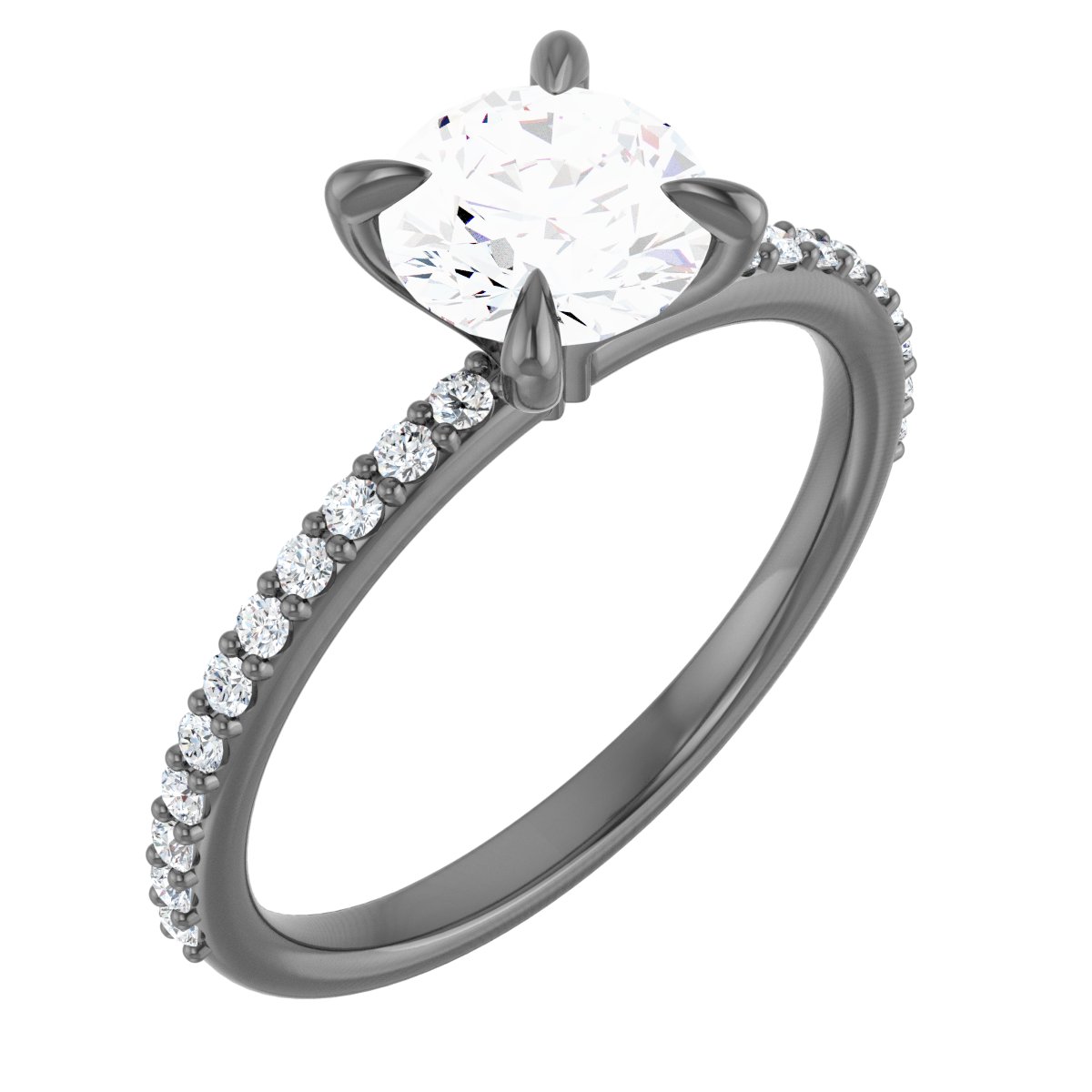 Platinum 6.5 mm Round Forever One Moissanite and .20 CTW Diamond Engagement Ring Ref 13877905