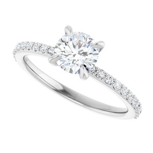 Platinum 6 mm Round Forever Oneâ„¢ Moissanite & 1/5 CTW Diamond Engagement Ring 