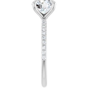 14K White 7.5 mm Round Forever Oneâ„¢ Moissanite & 1/5 CTW Diamond Engagement Ring 