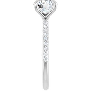 14K White 7 mm Round Forever Oneâ„¢ Moissanite & 1/5 CTW Diamond Engagement Ring 