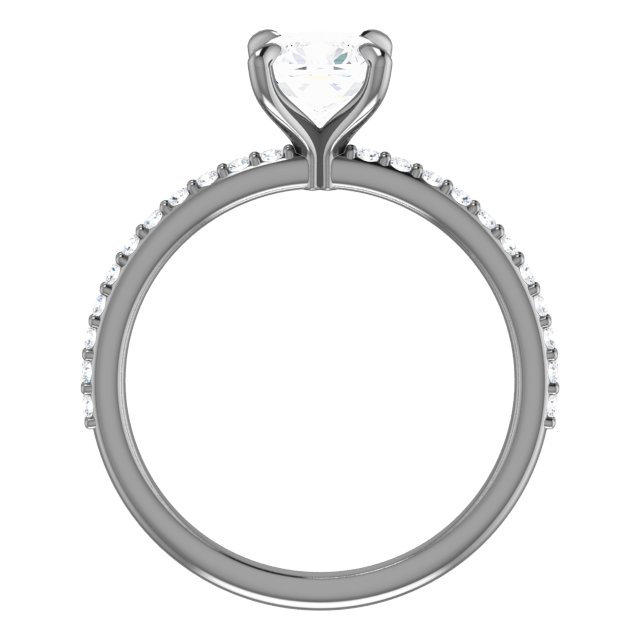 14K White 6 mm Cushion Forever One™ Moissanite & 1/5 CTW Diamond Engagement Ring