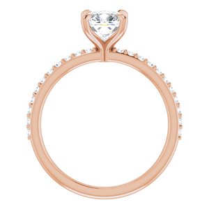 14K Rose 6 mm Cushion Forever One™ Moissanite & 1/5 CTW Diamond Engagement Ring