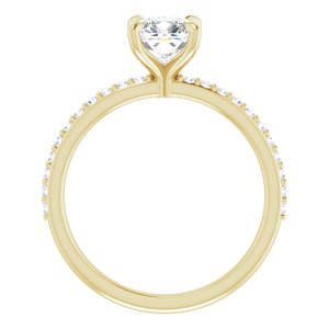 14K Yellow 6 mm Cushion Forever One™ Moissanite & 1/5 CTW Diamond Engagement Ring