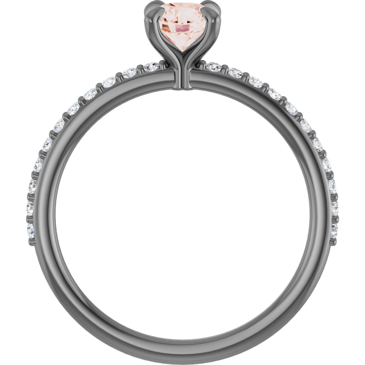 14K Rose 4 mm Round Forever One™ Moissanite & 1/5 CTW Diamond Engagement Ring