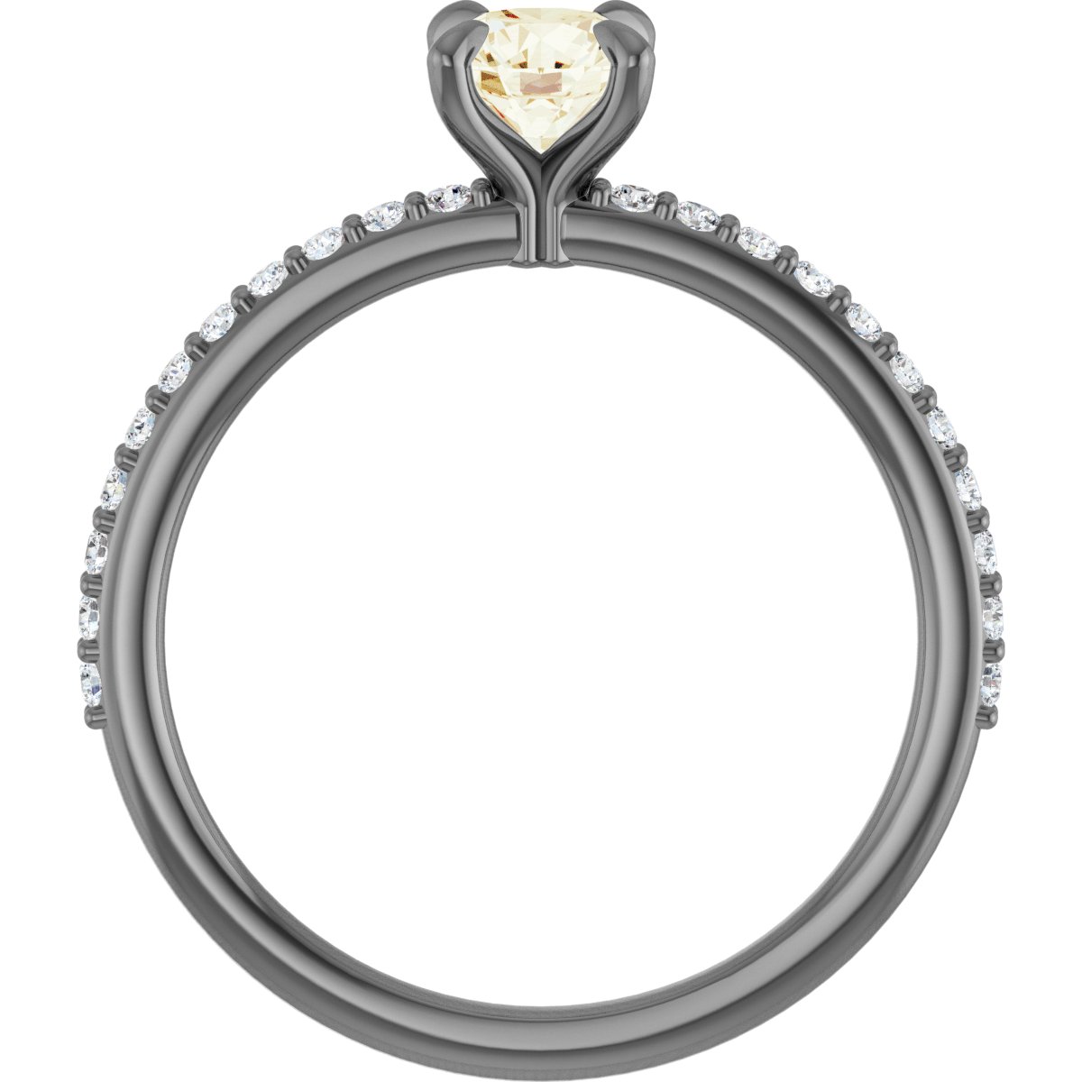 14K Yellow 5 mm Round Forever One™ Moissanite & 1/5 CTW Diamond Engagement Ring