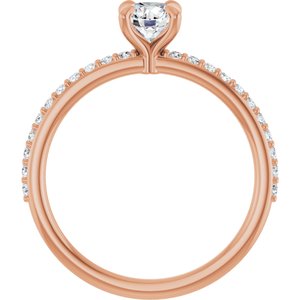14K Rose 4 mm Round Forever One™ Moissanite & 1/5 CTW Diamond Engagement Ring