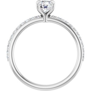 14K White 5 mm Round Forever One™ Moissanite & 1/5 CTW Diamond Engagement Ring
