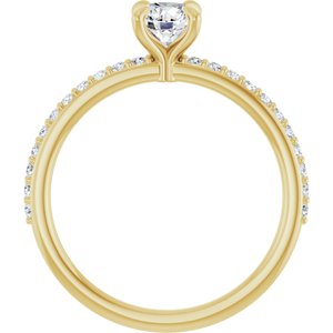 14K Yellow 4 mm Round Forever One™ Moissanite & 1/5 CTW Diamond Engagement Ring
