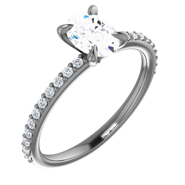 Platinum 7x5 mm Oval Forever One Moissanite and .20 CTW Diamond Engagement Ring Ref 13878958