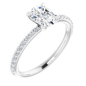 14K White 7x5 mm Oval Forever One™ Moissanite & 1/5 CTW Diamond Engagement Ring