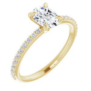 14K Yellow 7x5 mm Oval Forever One™ Moissanite & 1/5 CTW Diamond Engagement Ring