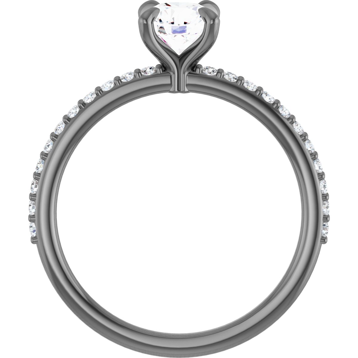 14K White 6 mm Round Forever One™ Moissanite & 1/5 CTW Diamond Engagement Ring