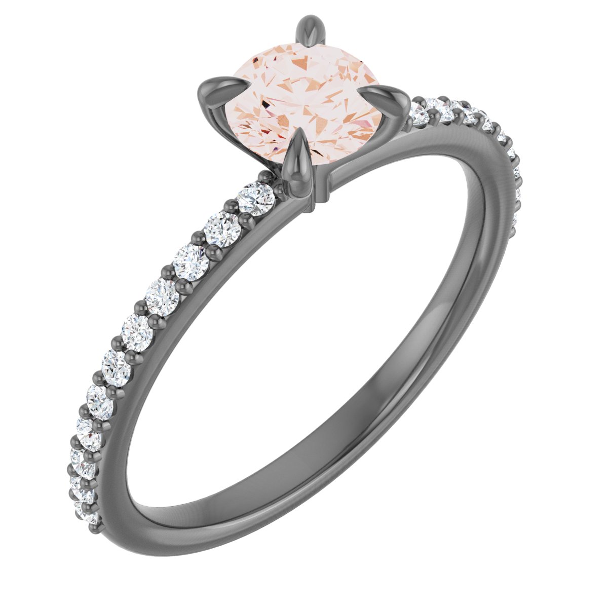 14K Rose 4 mm Round Forever One Moissanite and .20 CTW Diamond Engagement Ring Ref 13877876