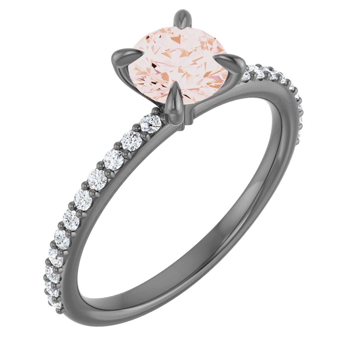 14K Rose 6 mm Round Forever One™ Moissanite & 1/5 CTW Diamond Engagement Ring