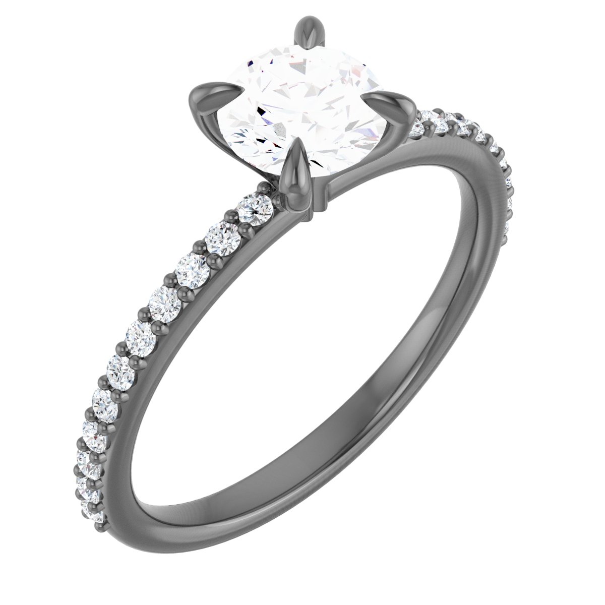 14K White 6 mm Round Forever One™ Moissanite & 1/5 CTW Diamond Engagement Ring