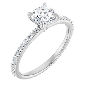 Platinum 6 mm Round Forever One™ Moissanite & 1/5 CTW Diamond Engagement Ring