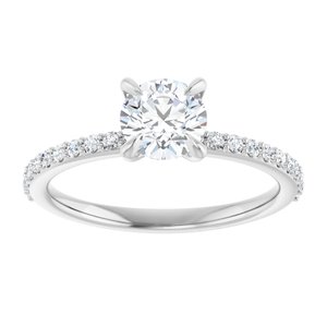Platinum 6 mm Round Forever Oneâ„¢ Moissanite & 1/5 CTW Diamond Engagement Ring 