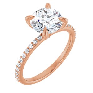 14K Rose 8 mm Round Forever One™ Moissanite & 1/5 CTW Diamond Engagement Ring