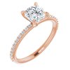 14K Rose 6 mm Cushion Forever One Moissanite and .20 CTW Diamond Engagement Ring Ref 13878985