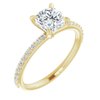 14K Yellow 6 mm Cushion Forever One Moissanite and .20 CTW Diamond Engagement Ring Ref 13878984