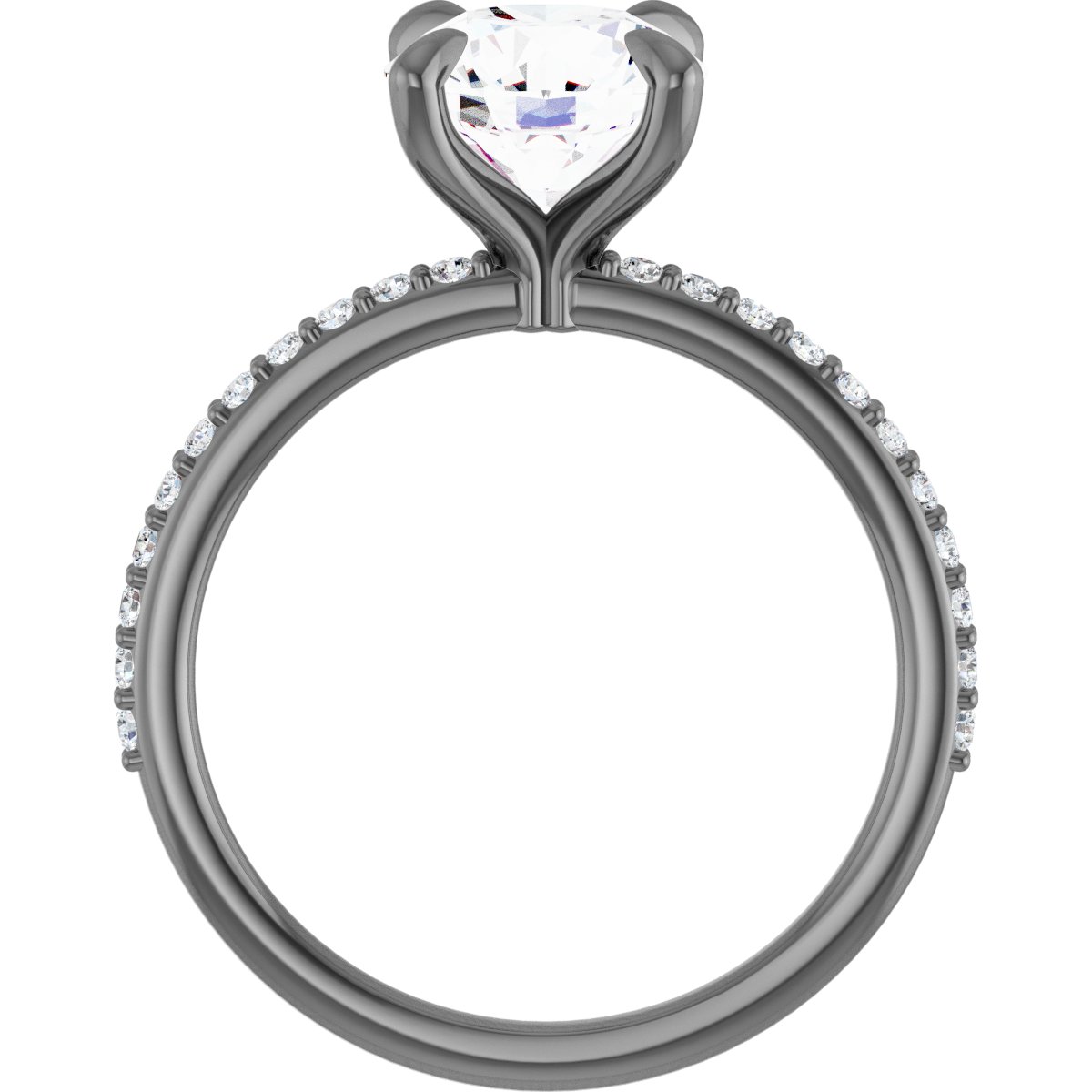 14K White 8 mm Round Forever One™ Moissanite & 1/5 CTW Diamond Engagement Ring