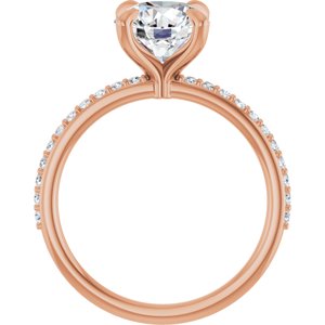 14K Rose 8 mm Round Forever One™ Moissanite & 1/5 CTW Diamond Engagement Ring