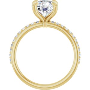 14K Yellow 8 mm Round Forever One™ Moissanite & 1/5 CTW Diamond Engagement Ring