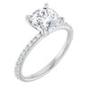 Platinum 7 mm Cushion Forever One Moissanite and .20 CTW Diamond Engagement Ring Ref 13878994