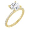 14K Yellow 7 mm Cushion Forever One Moissanite and .20 CTW Diamond Engagement Ring Ref 13878992