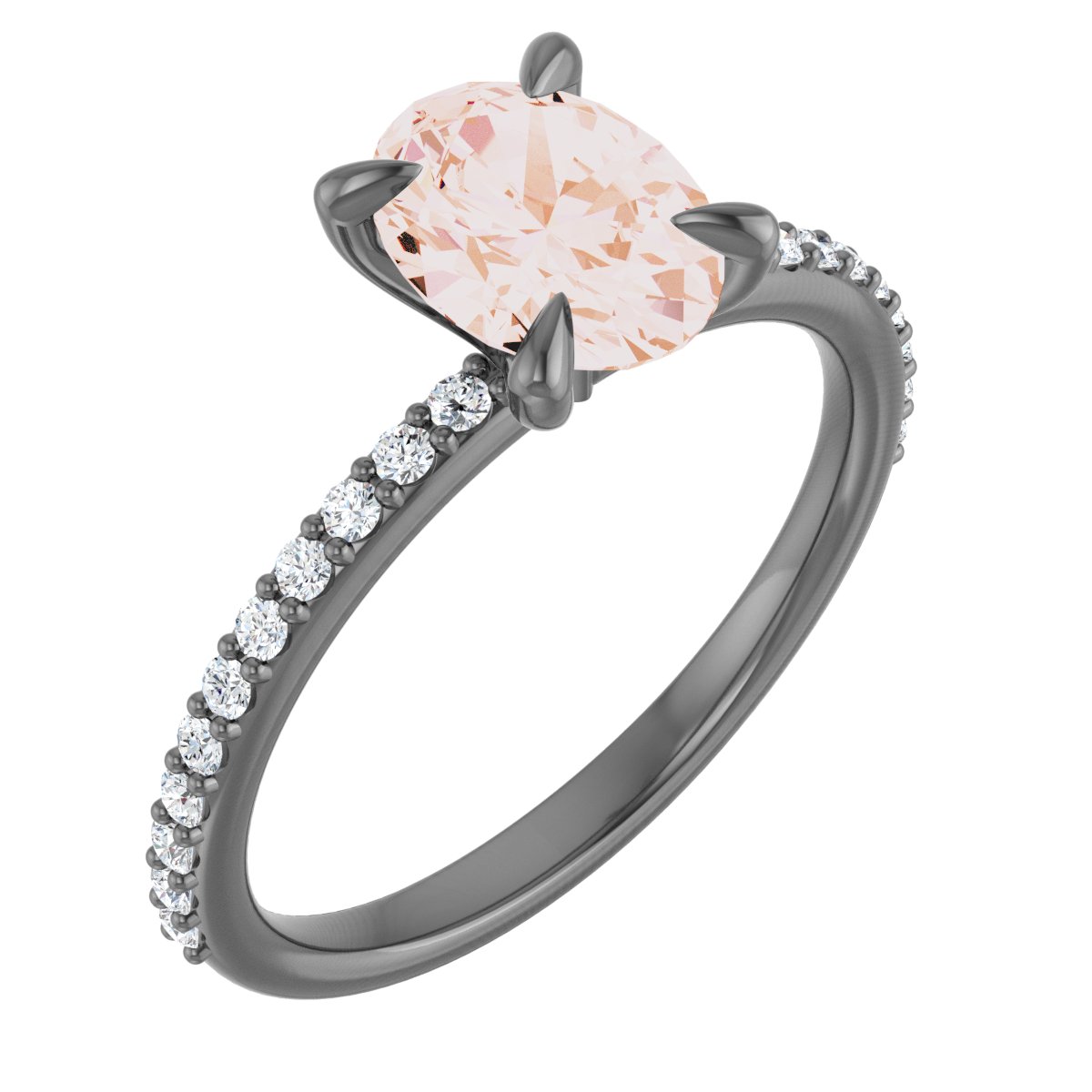 14K Rose 8x6 mm Oval Forever One™ Moissanite & 1/5 CTW Diamond Engagement Ring