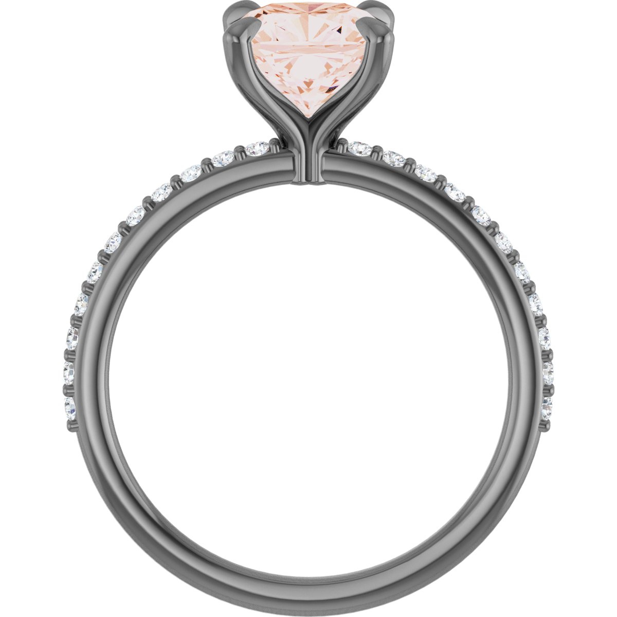 14K Rose 7 mm Cushion Forever One™ Moissanite & 1/5 CTW Diamond Engagement Ring