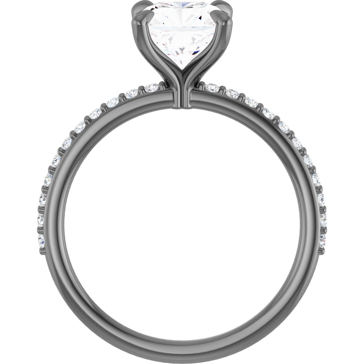 14K White 7 mm Cushion Forever One™ Moissanite & 1/5 CTW Diamond Engagement Ring