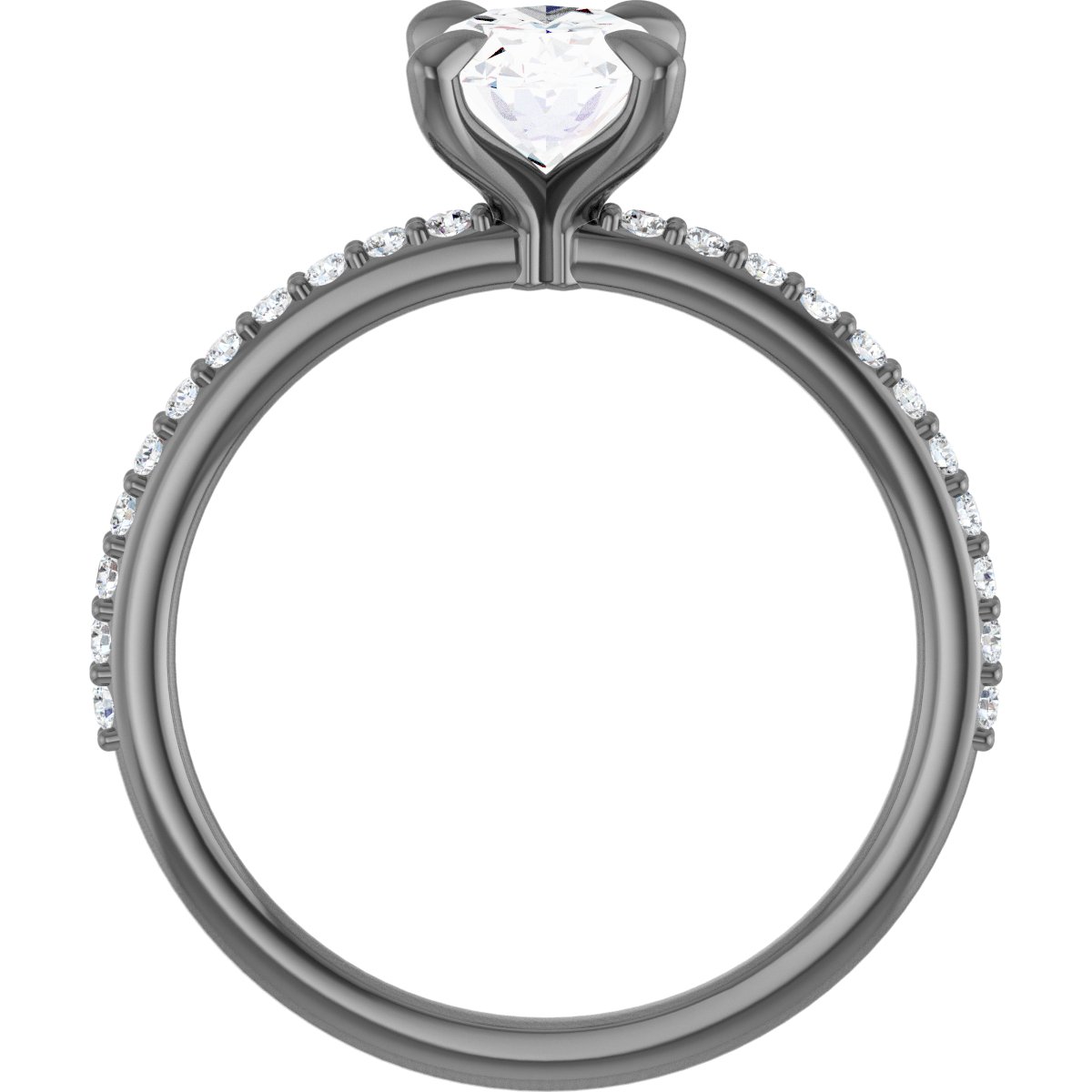 14K White 8x6 mm Oval Forever One™ Moissanite & 1/5 CTW Diamond Engagement Ring