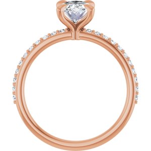 14K Rose 8x6 mm Oval Forever Oneâ„¢ Moissanite & 1/5 CTW Diamond Engagement Ring 