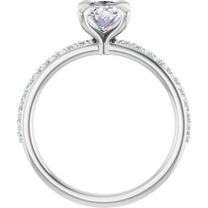 Platinum 8x6 mm Oval Forever One™ Moissanite & 1/5 CTW Diamond Engagement Ring