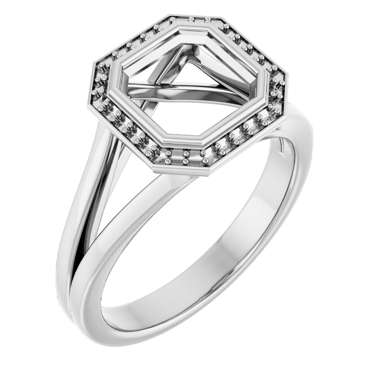 Bezel-Set Halo-Style Engagement Ring