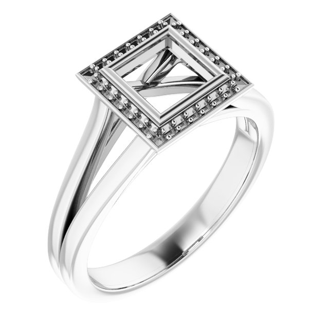 Bezel-Set Halo-Style Engagement Ring