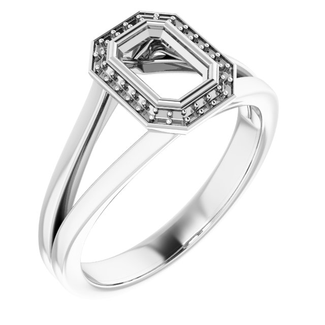 Bezel-Set Halo-Style Engagement Ring