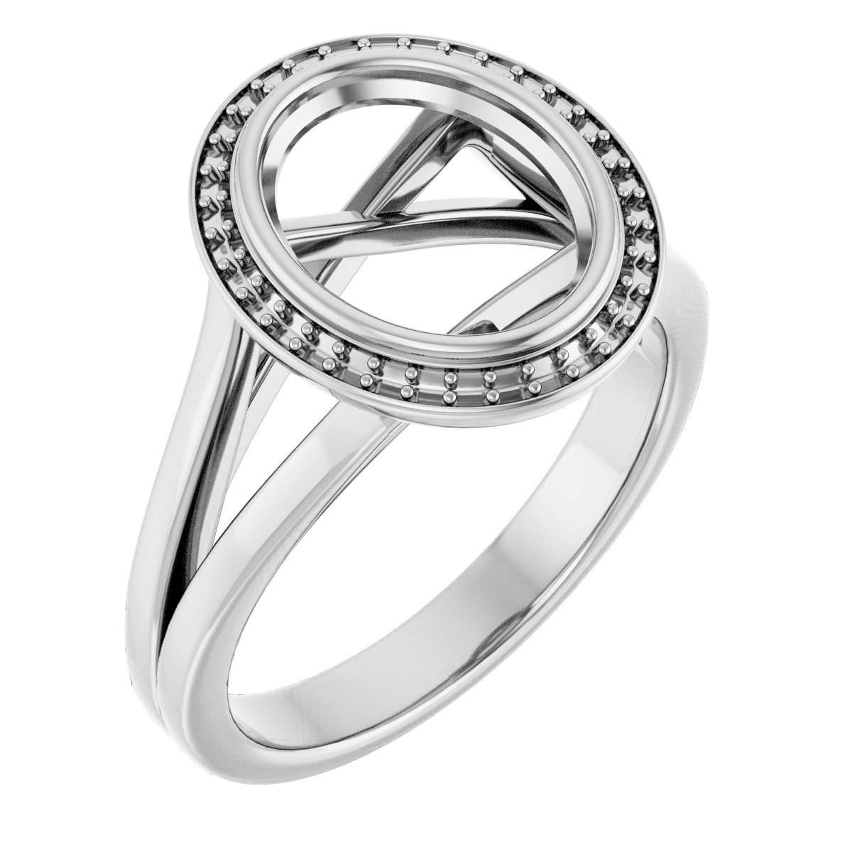 Bezel-Set Halo-Style Engagement Ring