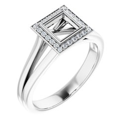 Bezel-Set Halo-Style Engagement Ring