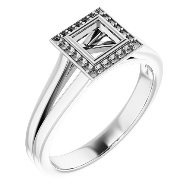 Bezel-Set Halo-Style Engagement Ring