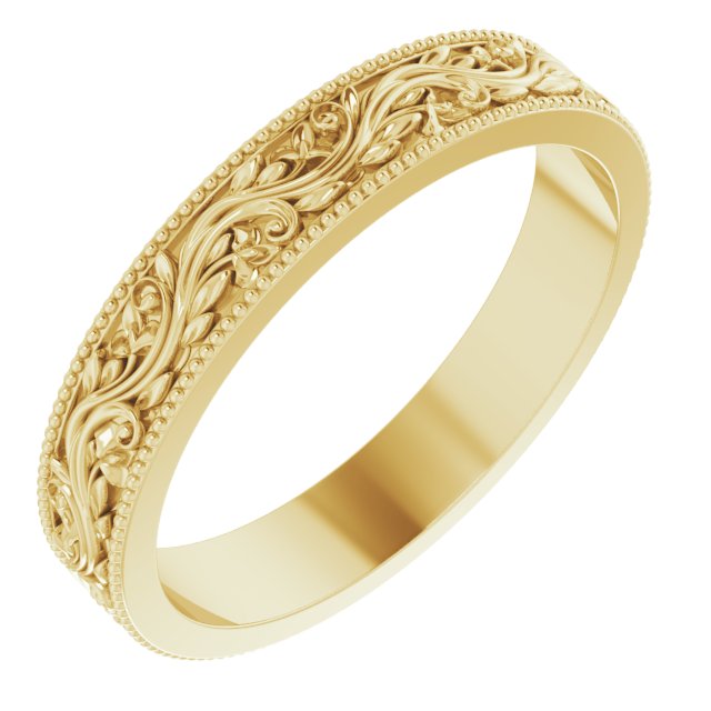 14K Yellow 4 mm Sculptural-Inspired Band with Milgrain Size 8.5